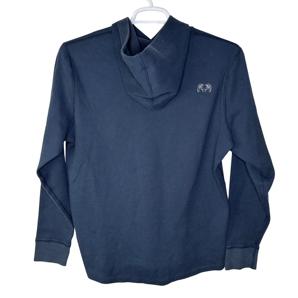 Kuiu Waffle Knit Thermal Pullover Hoodie Mens Large Slate Blue Baselayer Hunting - Picture 2 of 8